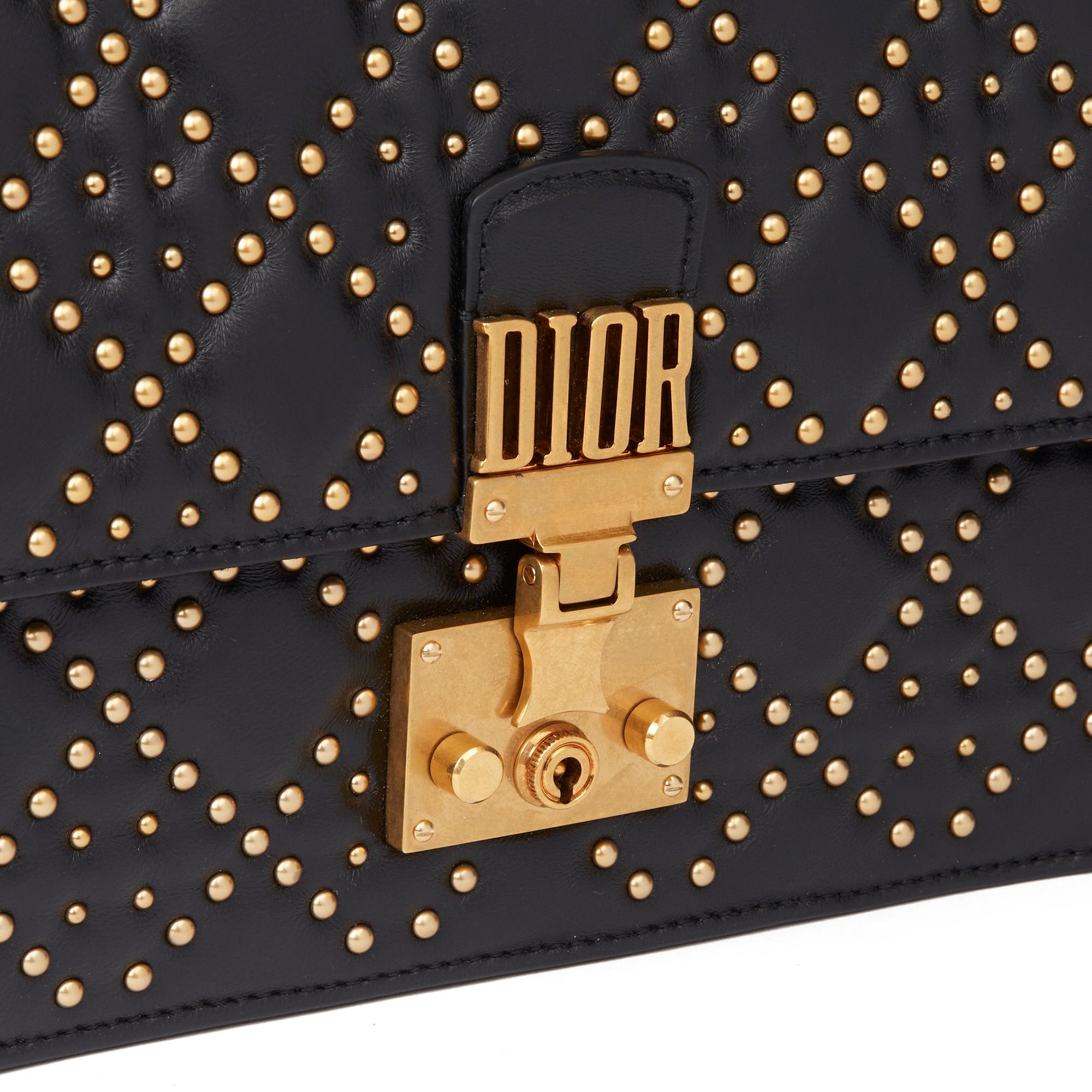 2018 Christian Dior Black Studded Lambskin Dioraddict Flap Bag 2