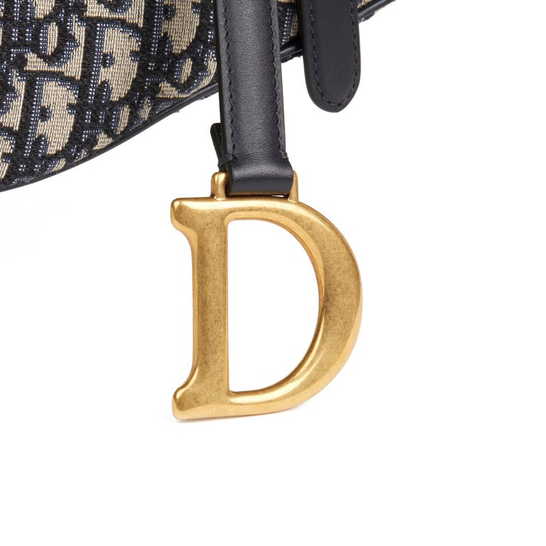 Christian Dior Blue And Beige Oblique Canvas Saddle Bag Gold Hardware, 2018  Available For Immediate Sale At Sotheby's