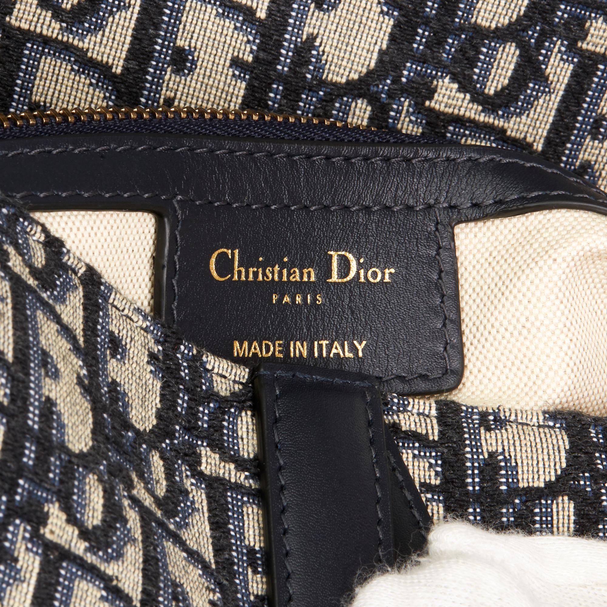Women's 2018 Christian Dior Blue Oblique Monogram Canvas Saddle Bag 