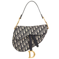 2018 Christian Dior Blue Oblique Monogram Canvas Saddle Bag