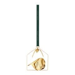 2018 Christmas Mobile Winter Bird Ornament in Gold by Georg Jensen