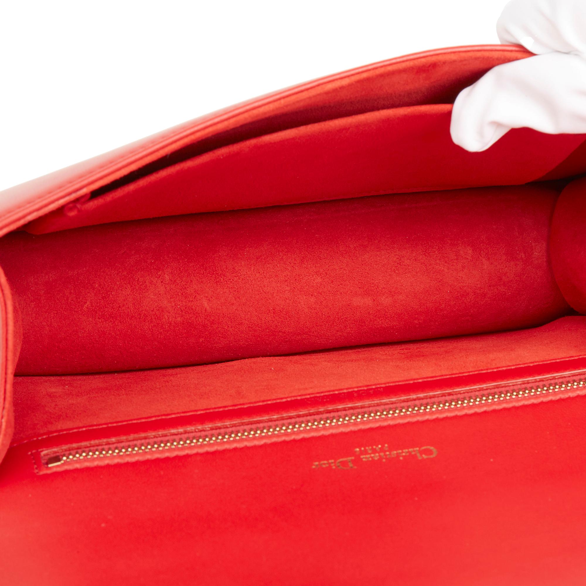 2018 Dior Red Lambskin Eyelet Diorama Flap Bag 6