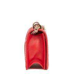 2018 Dior Red Lambskin Eyelet Diorama Flap Bag