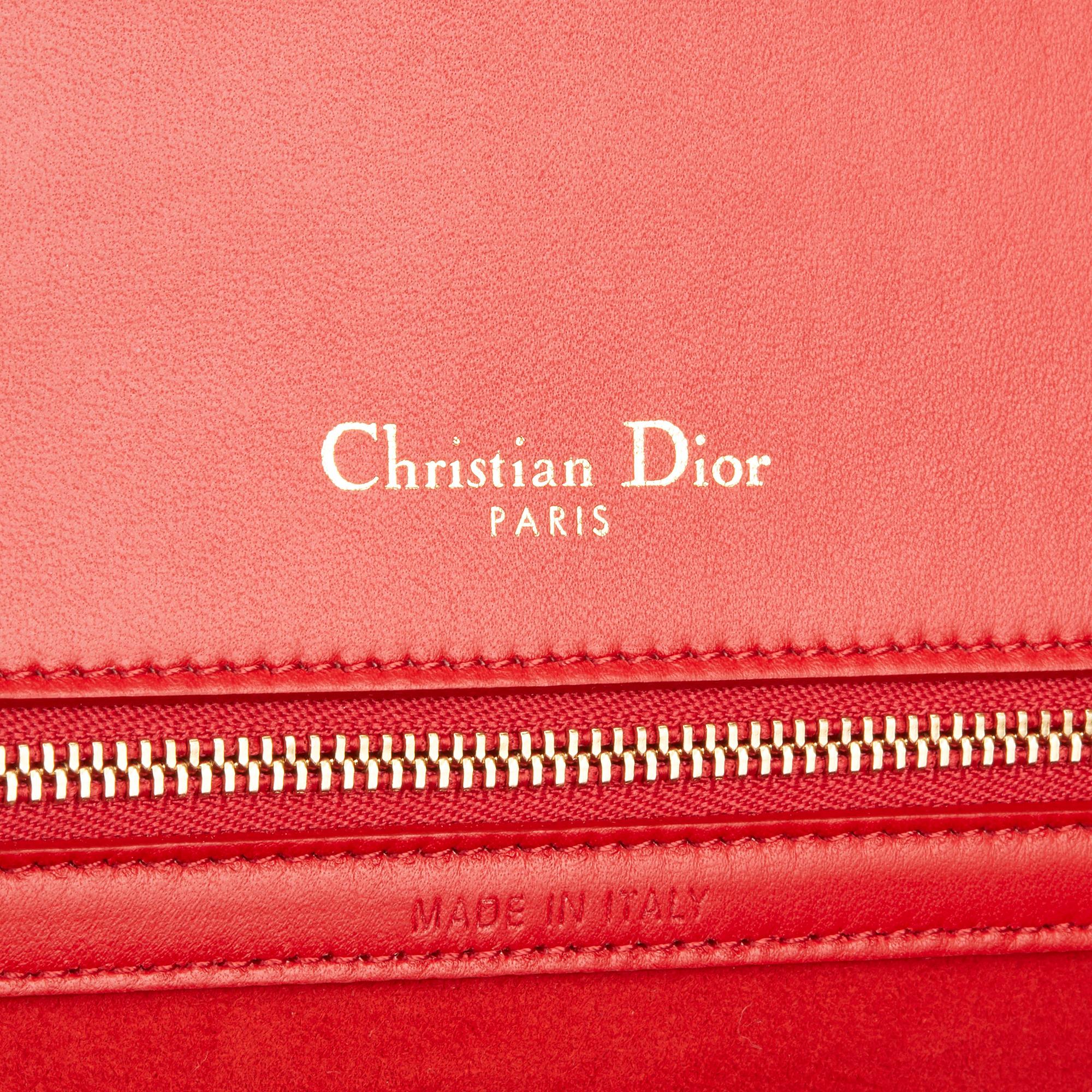 2018 Dior Red Lambskin Eyelet Diorama Flap Bag 4