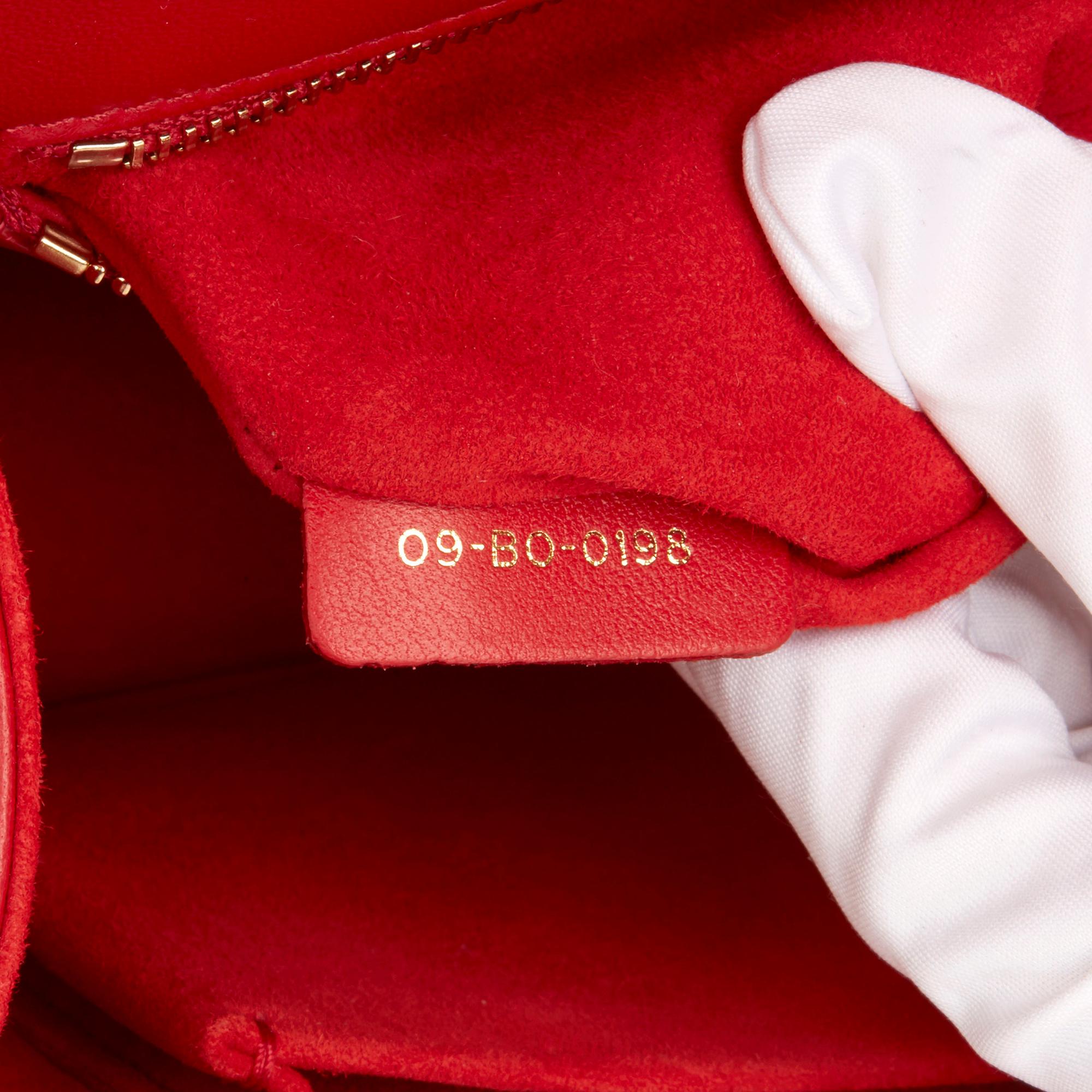 2018 Dior Red Lambskin Eyelet Diorama Flap Bag 5