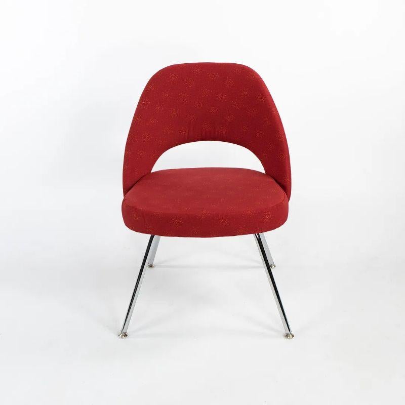 2018 Eero Saarinen for Knoll Armless Executive Chairs in Star Struck Red Fabric For Sale 3