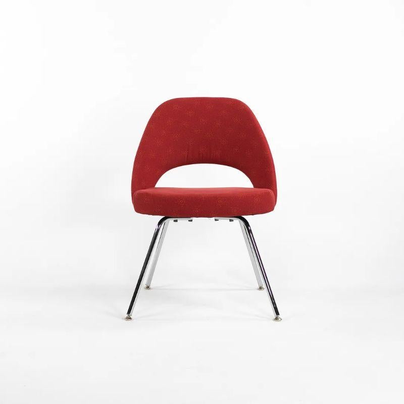 2018 Eero Saarinen for Knoll Armless Executive Chairs in Star Struck Red Fabric For Sale 4