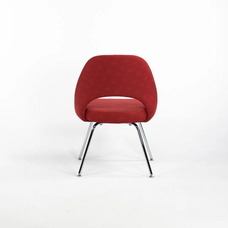 Steel 2018 Eero Saarinen for Knoll Armless Executive Chairs in Star Struck Red Fabric For Sale