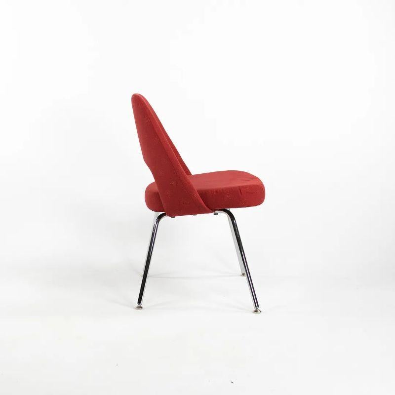 2018 Eero Saarinen for Knoll Armless Executive Chairs in Star Struck Red Fabric For Sale 1