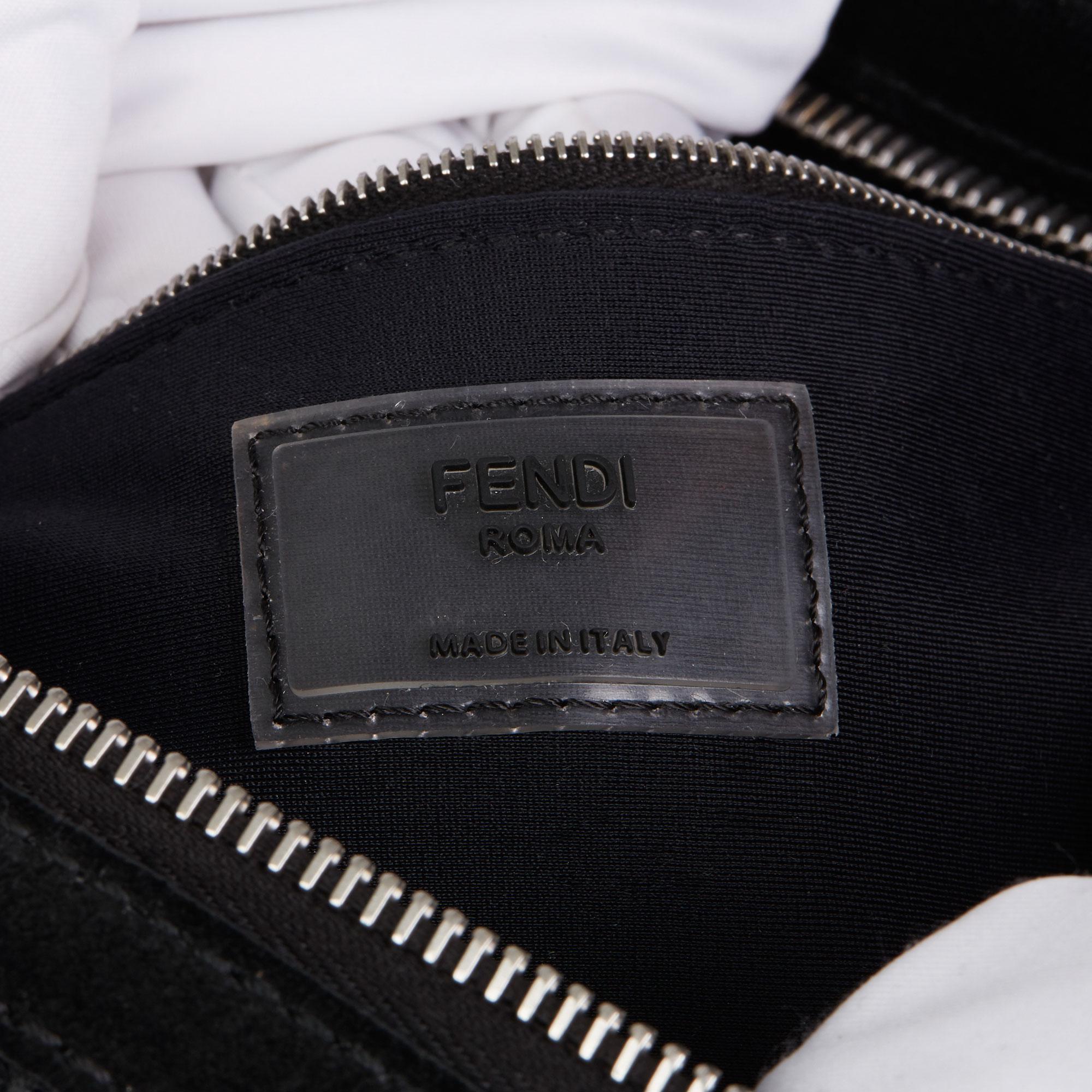 2018 Fendi Black Zucca Mesh & Suede Belt Bag For Sale 5