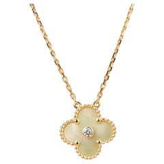 2018 Gold Mother Of Pearl Alhambra Diamond Holiday Pendant Necklace