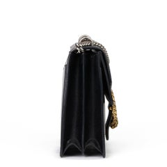 2018 Gucci Black Pigskin Leather Web Medium Dionysus