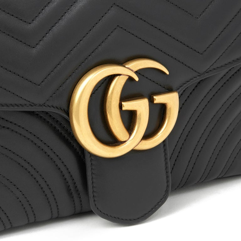 2018 Gucci Black Quilted Calfskin Leather Medium Marmont at 1stDibs