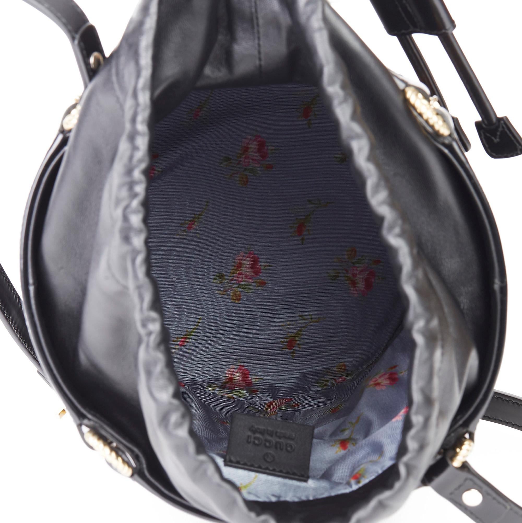 2018 Gucci Black Vinyl, Lambskin & Rust Enamel Bucket Bag 6