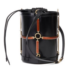 2018 Gucci Black Vinyl, Lambskin & Rust Enamel Bucket Bag