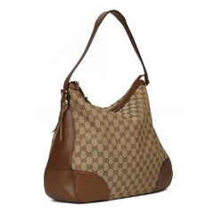 2018 Gucci Brown GG Canvas & Brown Calfskin Leather Bree Hobo with Wallet
