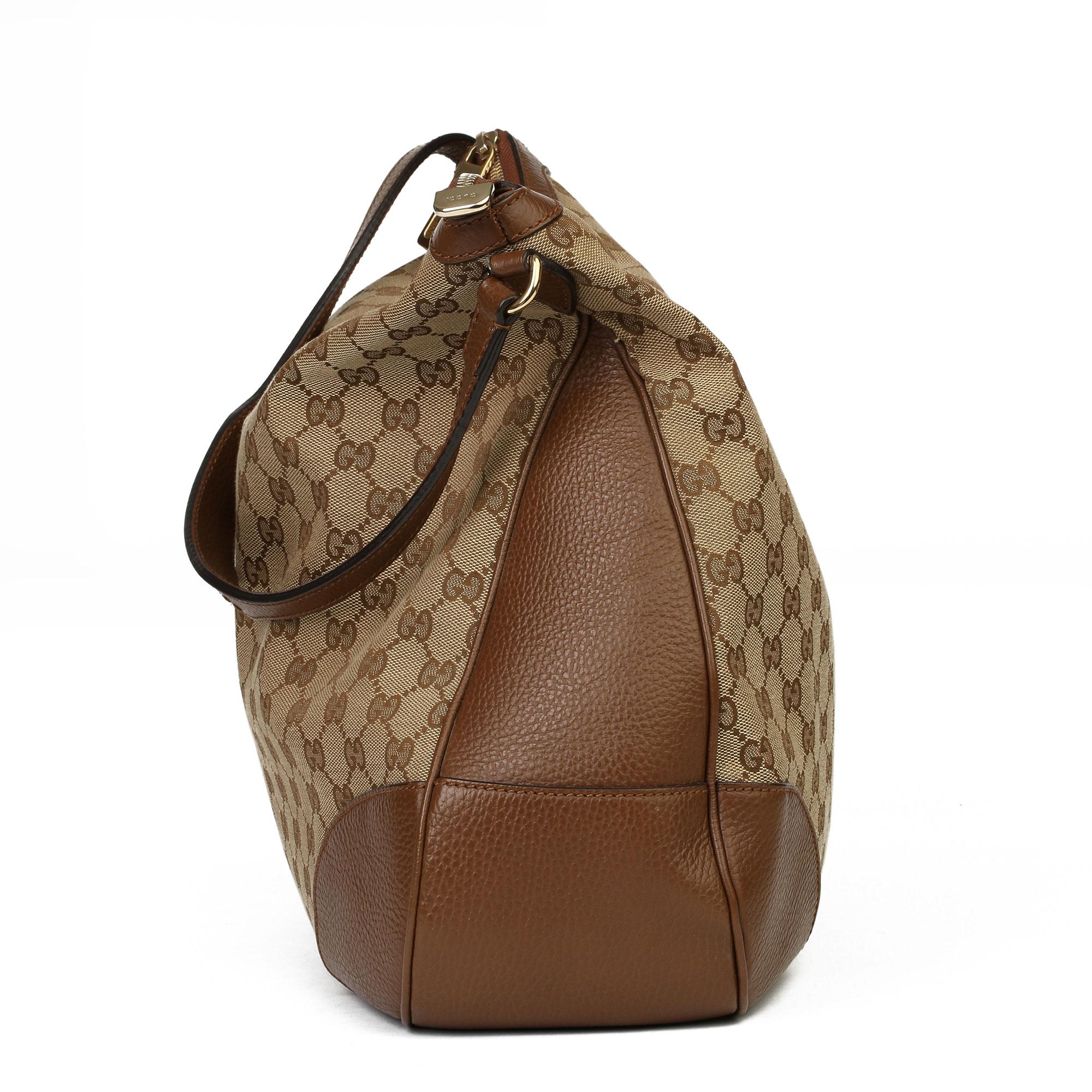 2018 Gucci Brown GG Canvas & Brown Calfskin Leather Bree Hobo with Wallet In Good Condition In Bishop's Stortford, Hertfordshire