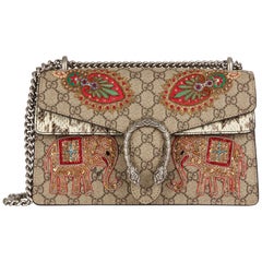 2018 Gucci Embroidered GG Supreme Canvas & Natural Python Leather Small Dionysus