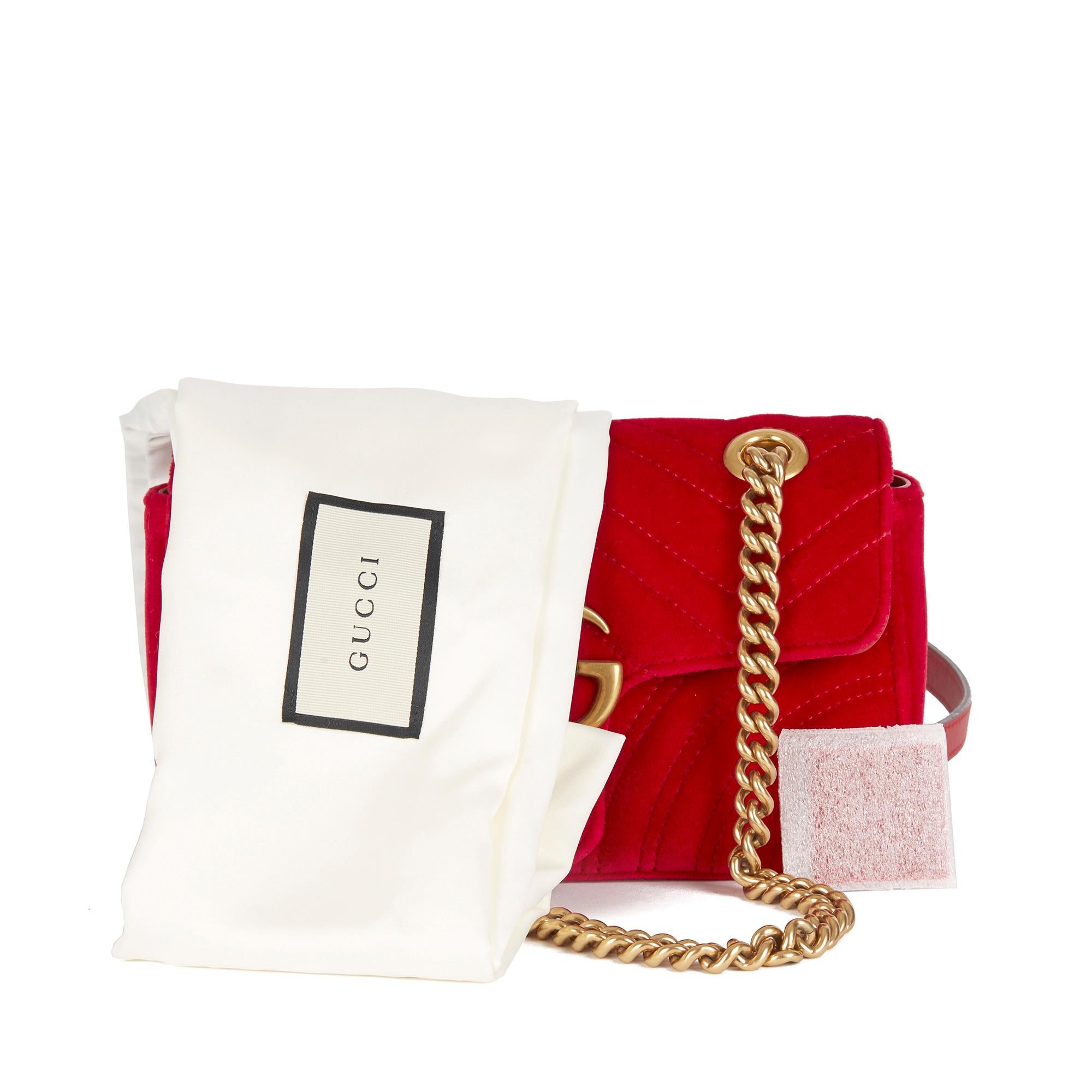 2018 Gucci Red Quilted Velvet Mini Marmont  8