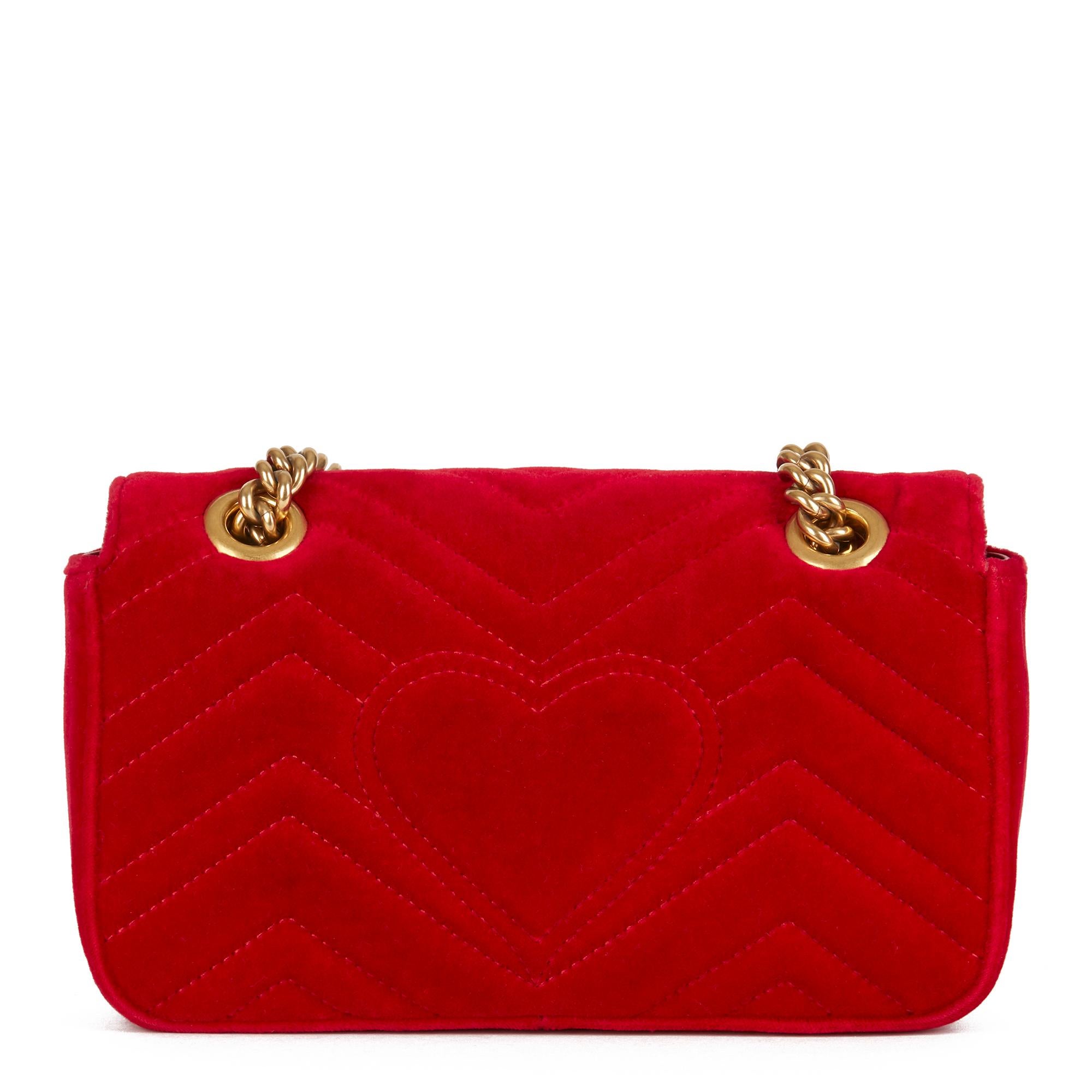 2018 Gucci Red Quilted Velvet Mini Marmont  1
