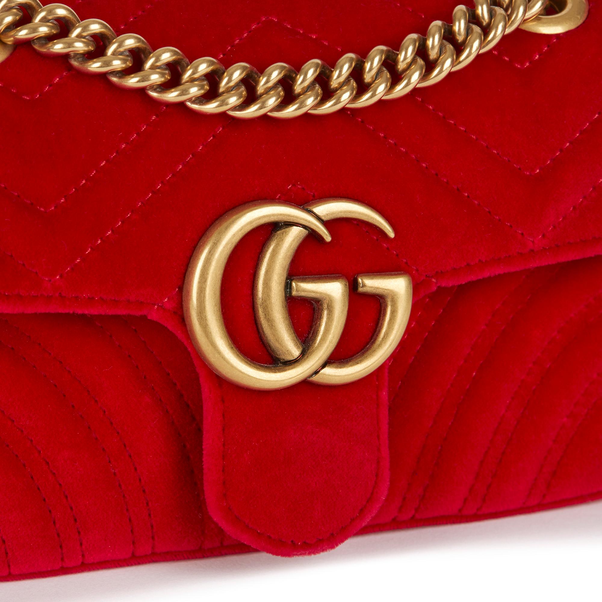 2018 Gucci Red Quilted Velvet Mini Marmont  3