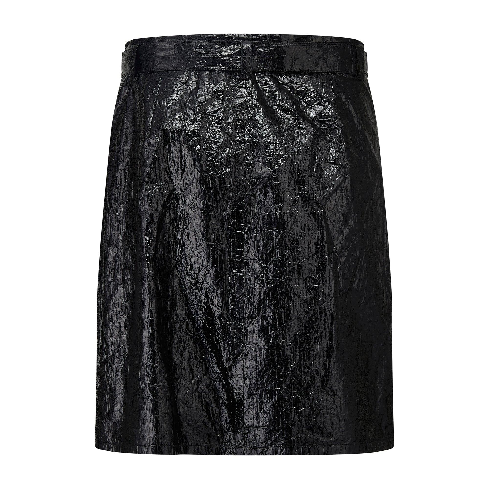 2018 Helmut Lang Falda Envolvente Textura Polietileno Mylar Negro en venta