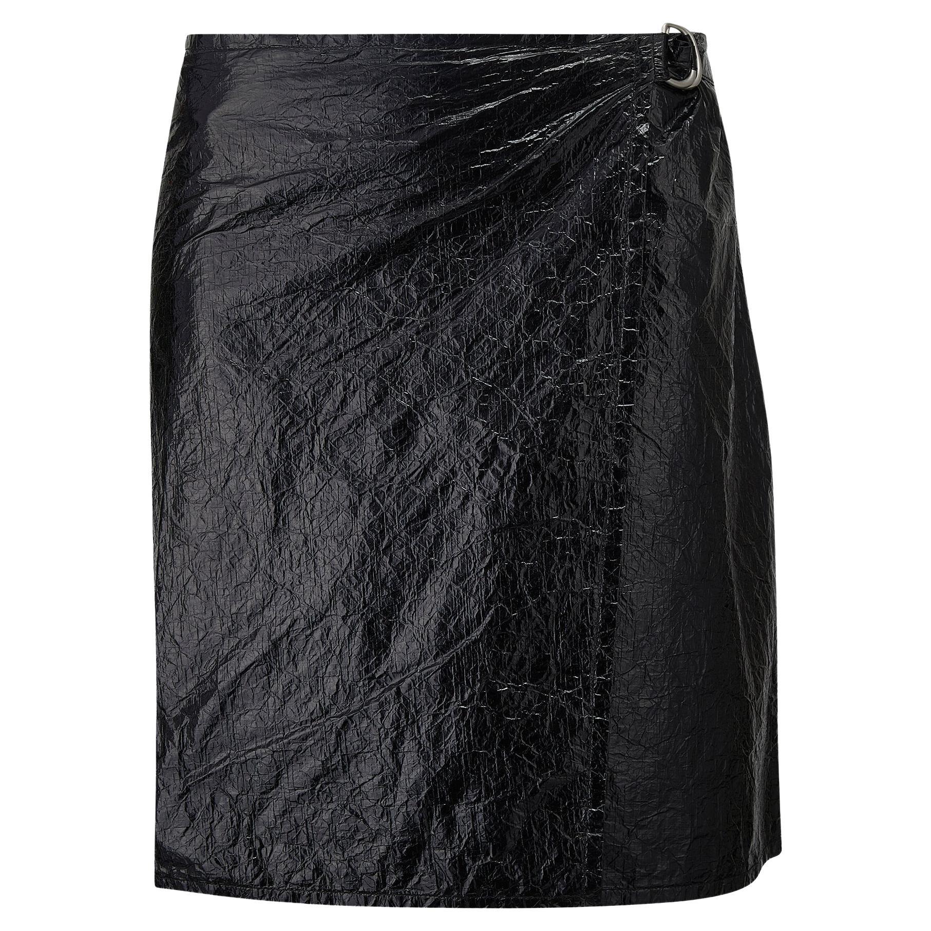 2018 Helmut Lang Falda Envolvente Textura Polietileno Mylar en venta