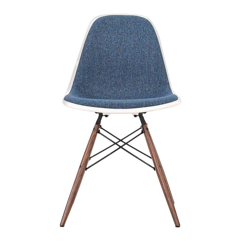 2018 Herman Miller Eames Dark Blue Upholstered DSW Side Chair w/ Dowel Base