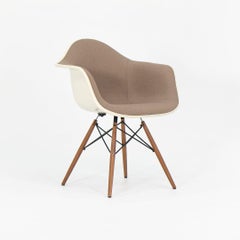 2018 Herman Miller Eames Fiberglass DAW Dining Chair in Tan Fabric w/ Walnut Leg