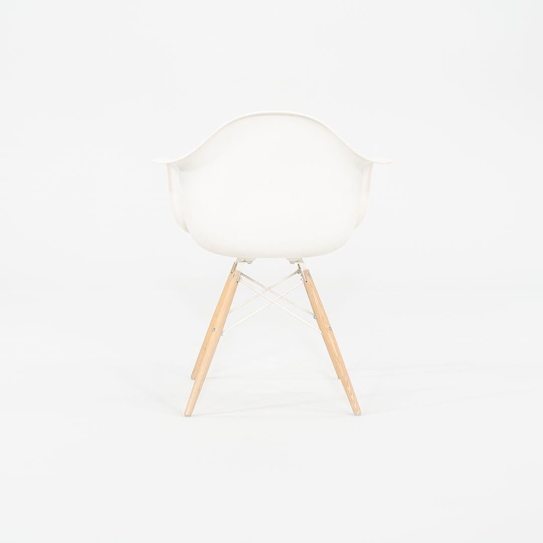 Modern 2018 Herman Miller Eames Plastic Arm Shell Chair in White with Beech Eiffel Base