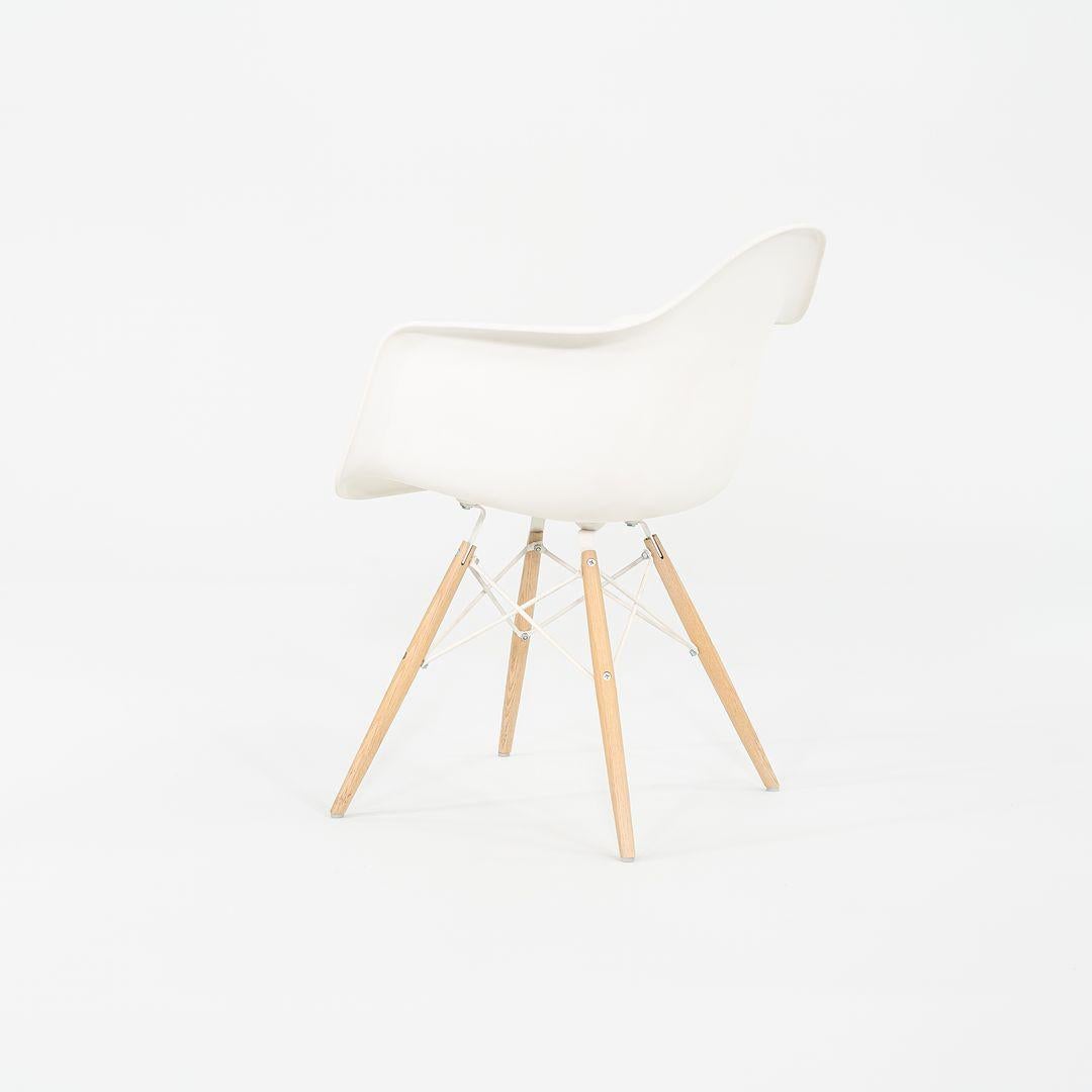 American 2018 Herman Miller Eames Plastic Arm Shell Chair in White with Beech Eiffel Base