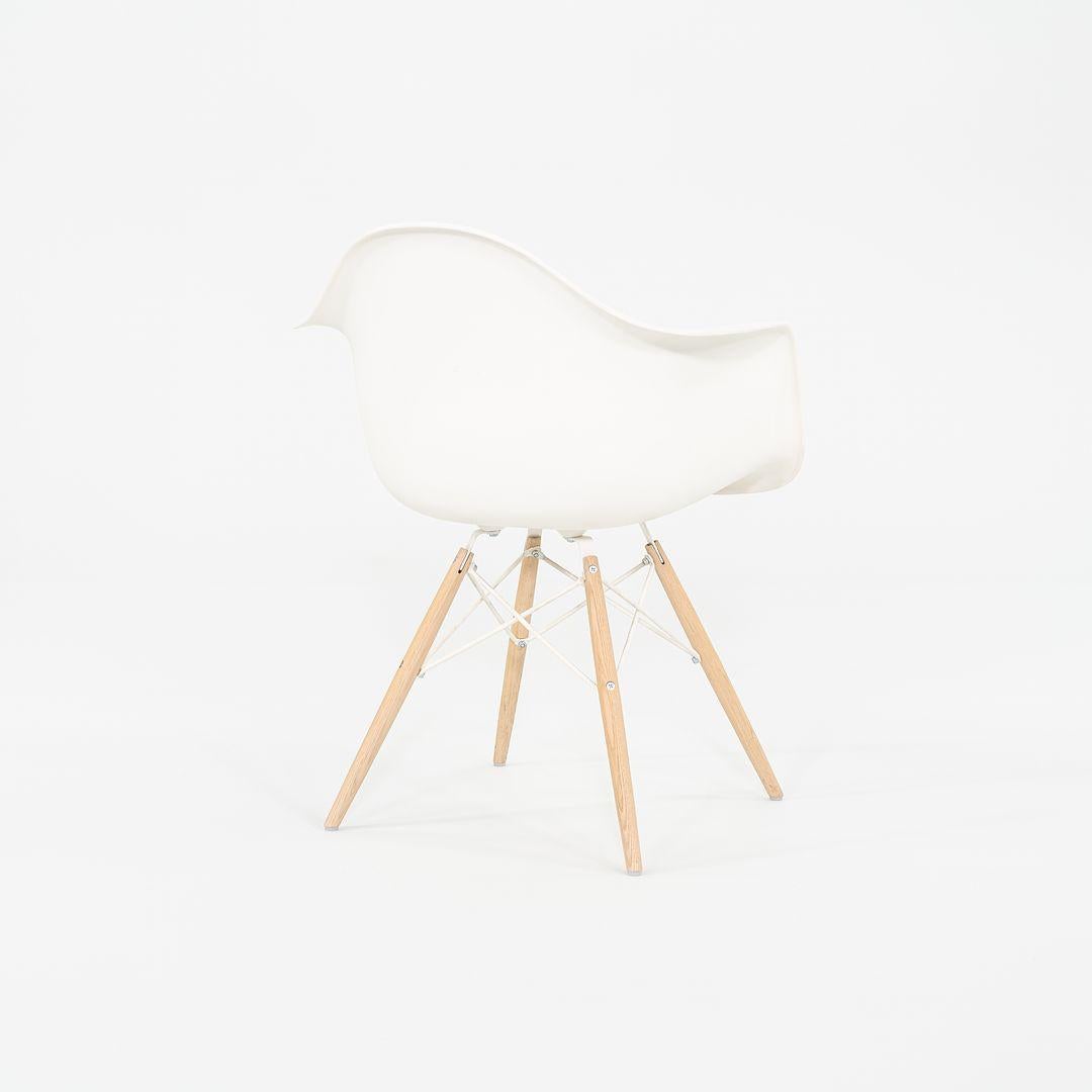2018 Herman Miller Eames Plastic Arm Shell Chair in White with Beech Eiffel Base In Excellent Condition In Philadelphia, PA