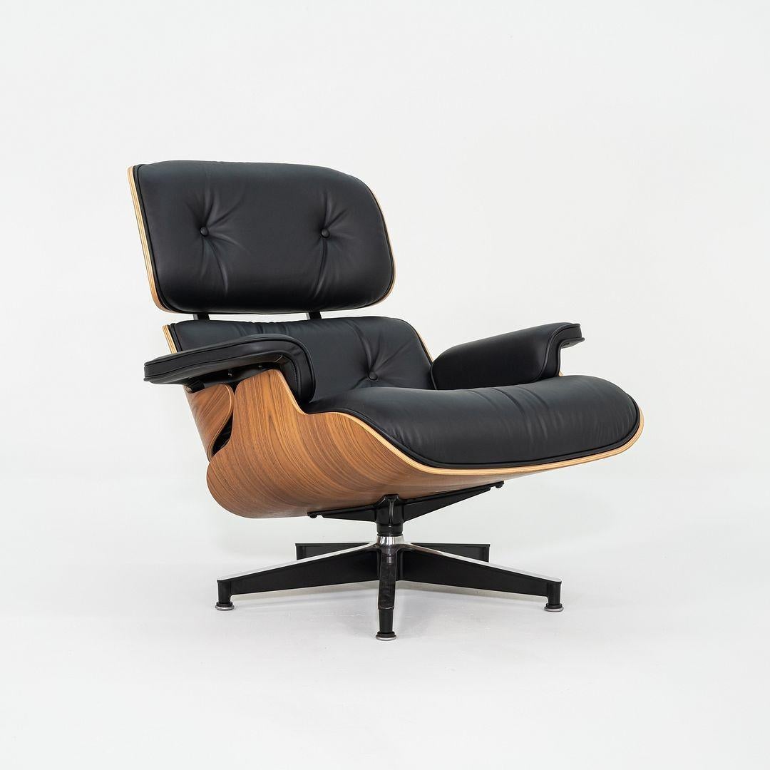 2018 Herman Miller Tall Eames Lounge Chair and Ottoman in MCL Leather and Walnut In Excellent Condition In Philadelphia, PA