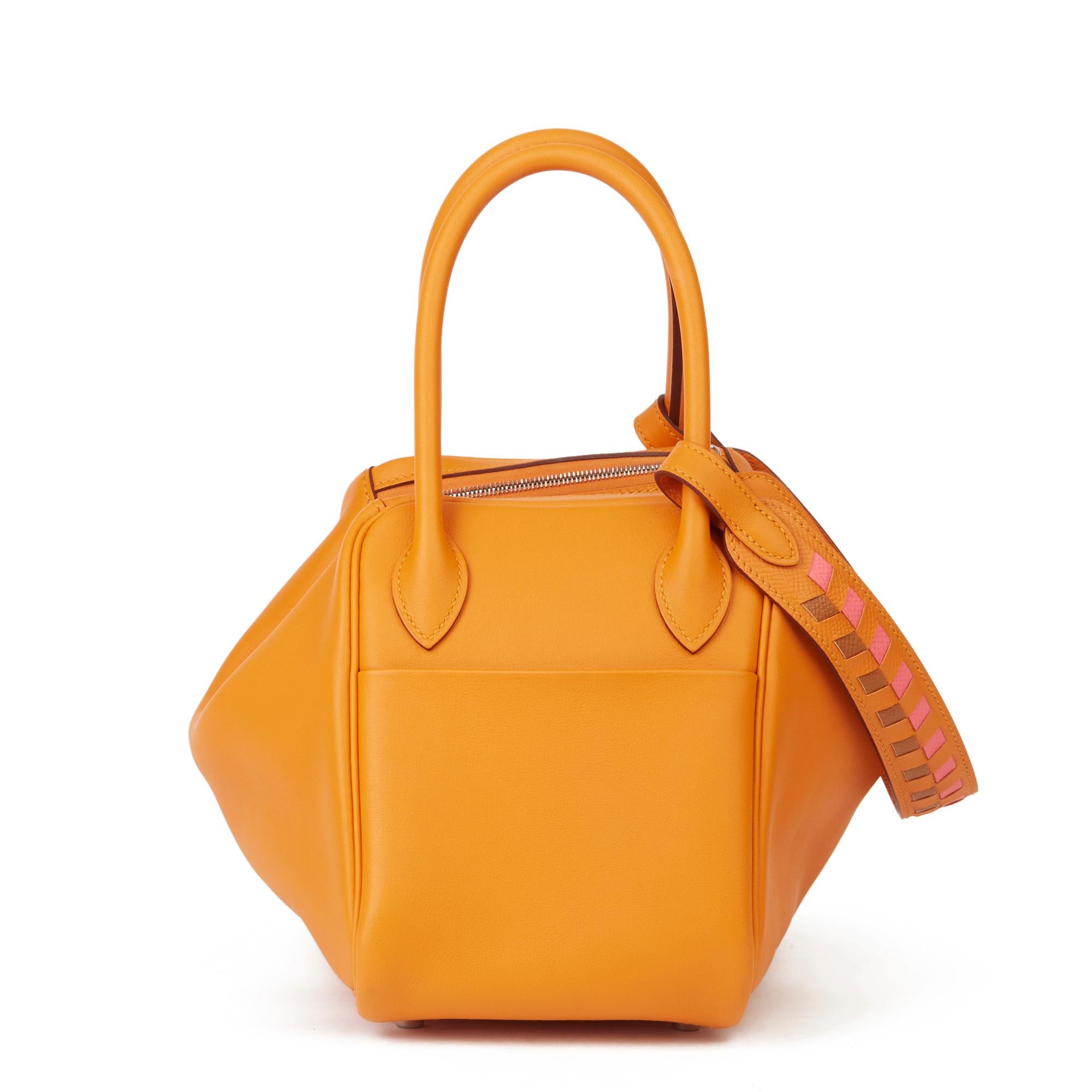 Orange 2018 Hermès Abricot Leather & Rose Azalee, Epsom Leather Tressage Lindy 26cm