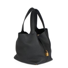 2018 Hermes Black Clemence Leather Picotin Lock 22