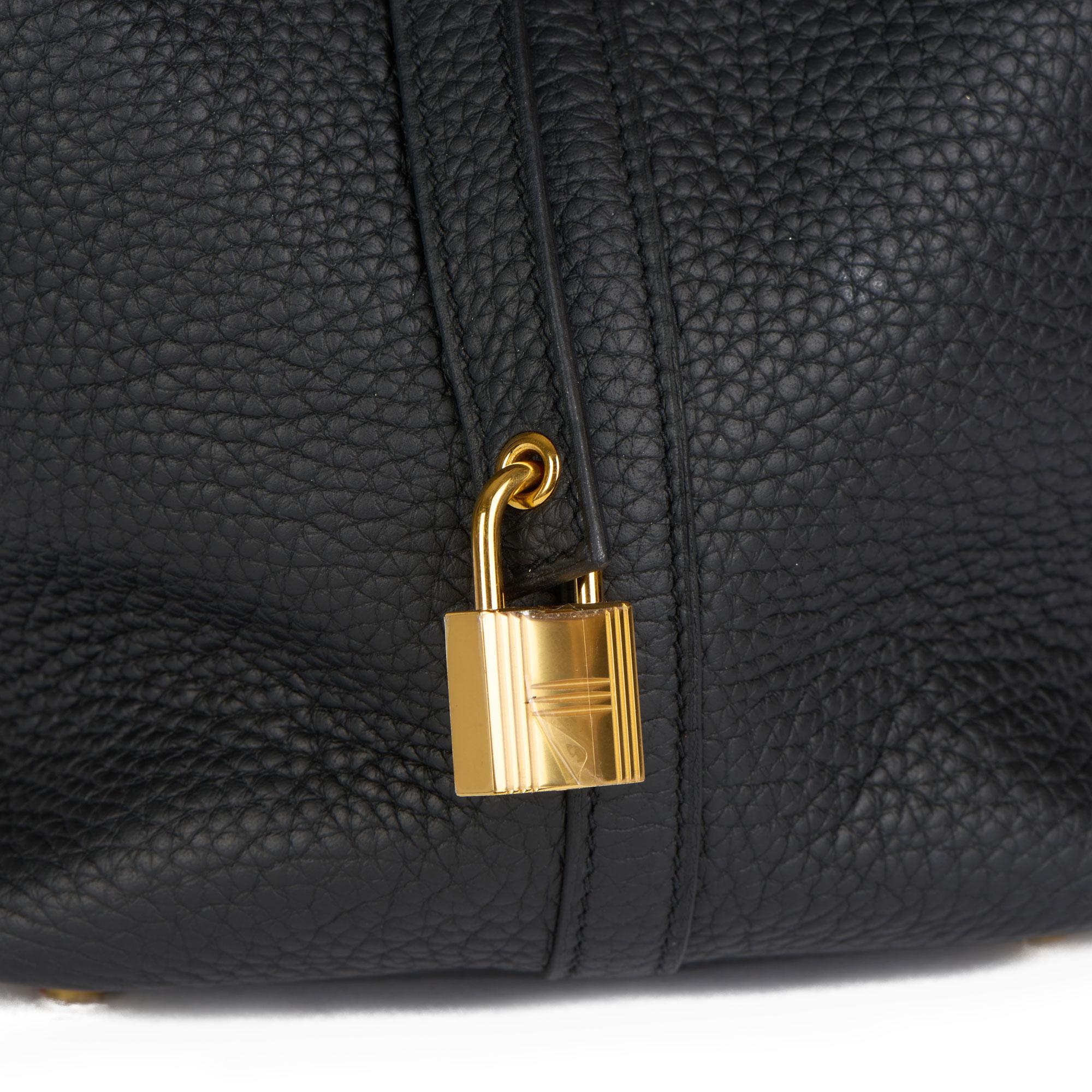 Women's 2018 Hermes Black Clemence Leather Picotin Lock 22 