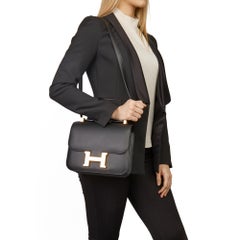 2018 Hermès Black Epsom Leather Constance 24