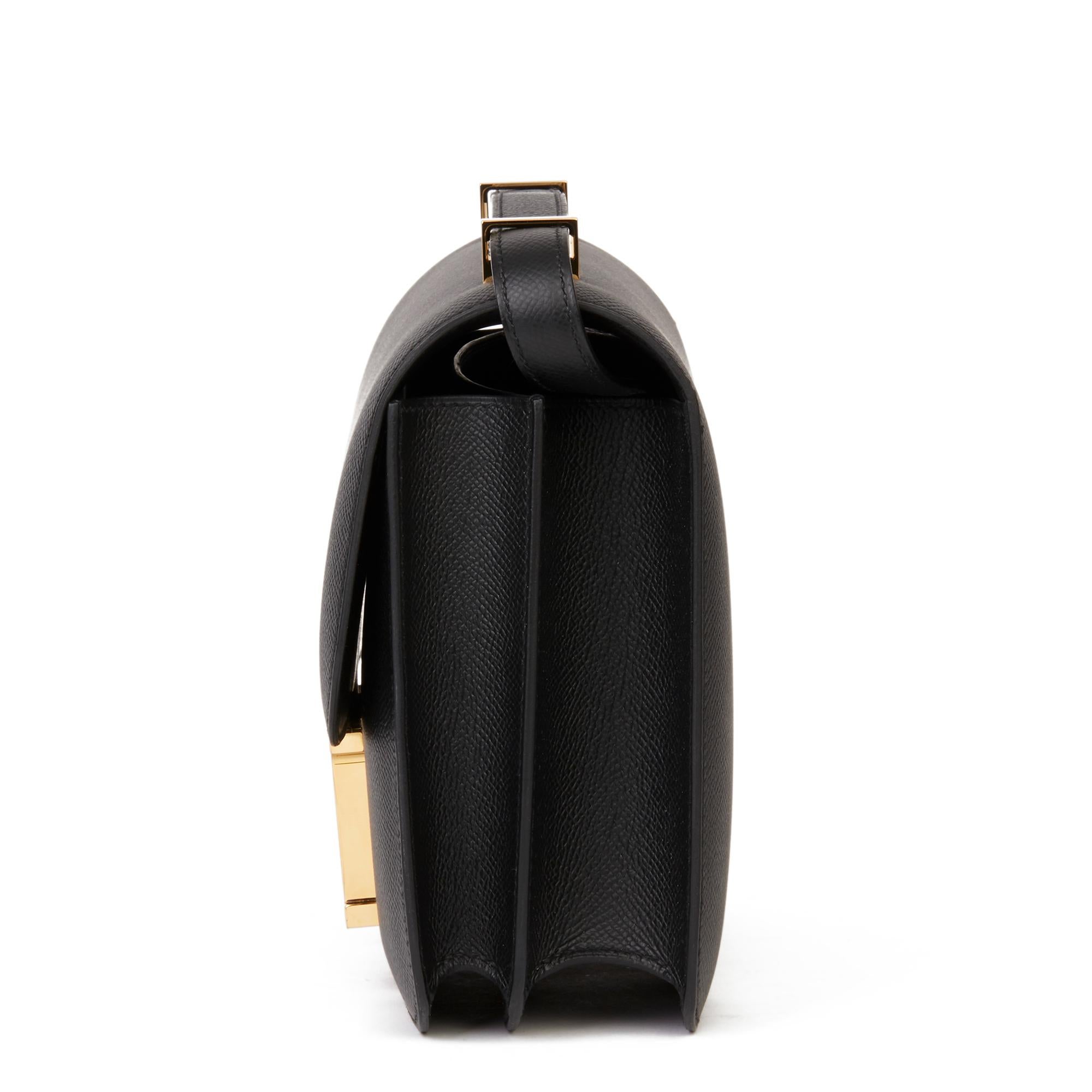 Women's 2018 Hermès Black Epsom Leather Constance 24