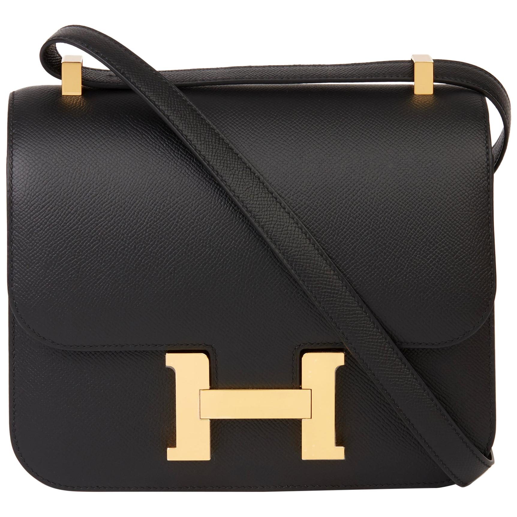 2018 Hermès Black Epsom Leather Constance 24
