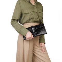 2018 Hermès Black Shiny Mississippiensis Alligator Leather Jige 29