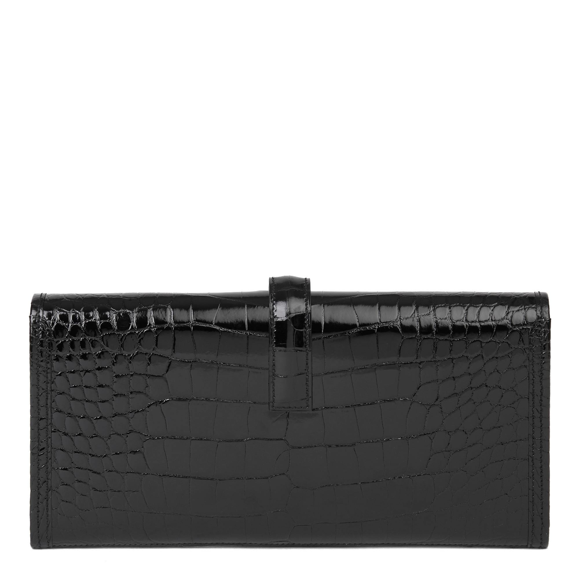 2018 Hermès Black Shiny Mississippiensis Alligator Leather Jige 29 1