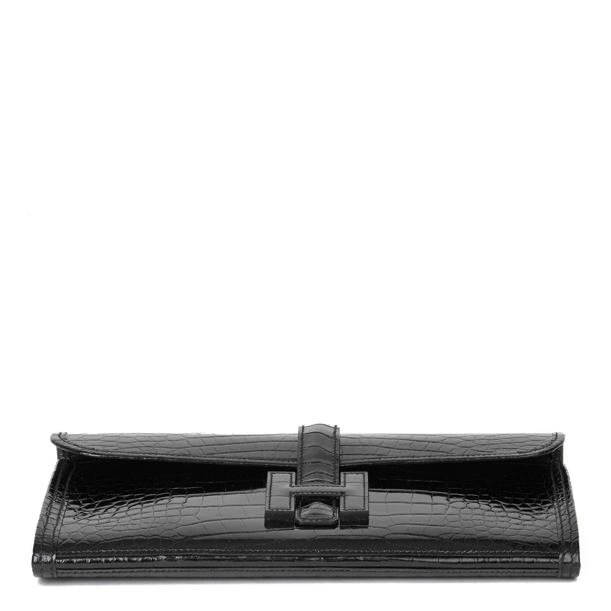 2018 Hermès Black Shiny Mississippiensis Alligator Leather Jige 29 2