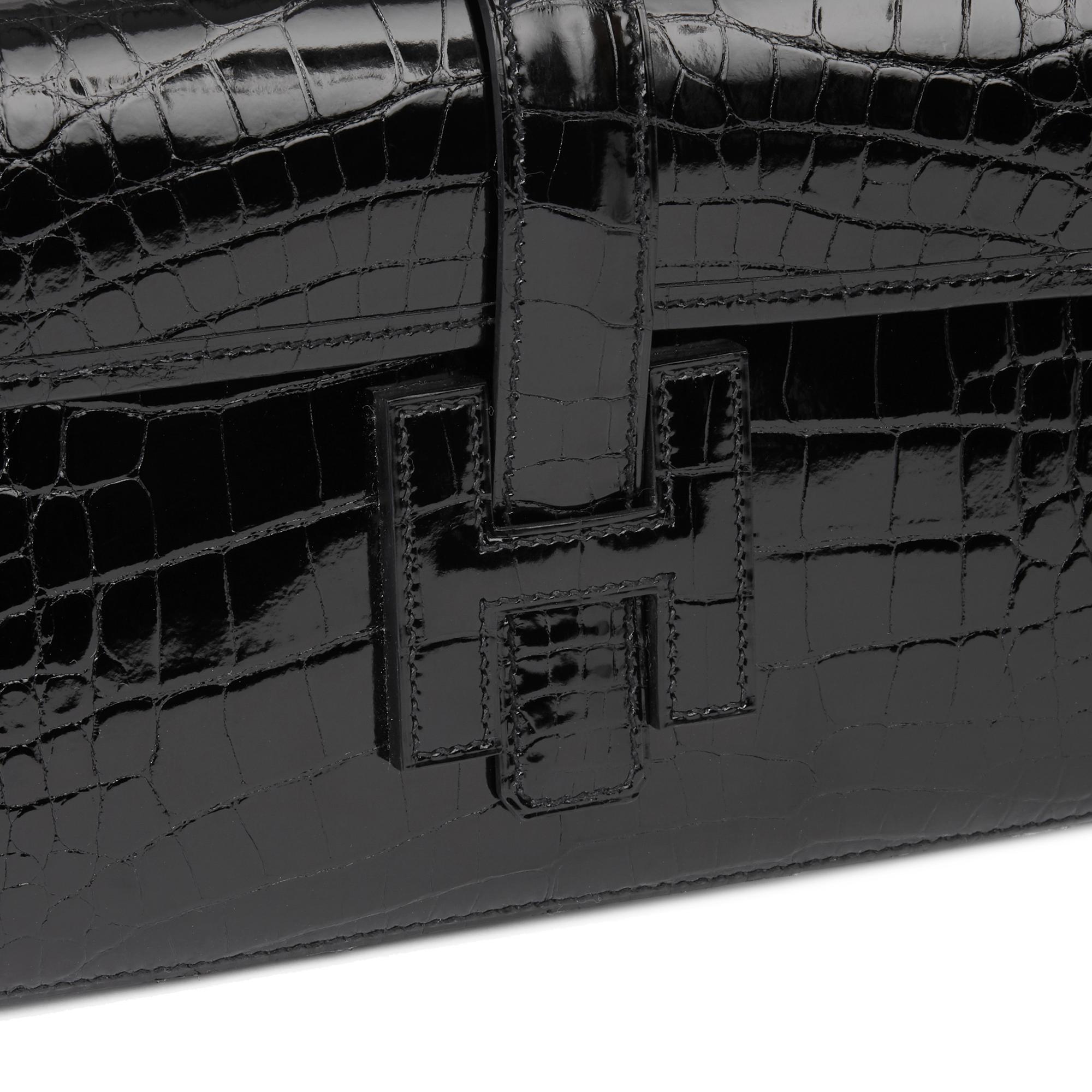 2018 Hermès Black Shiny Mississippiensis Alligator Leather Jige 29 3