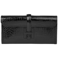 2018 Hermès Jige 29 en cuir d'alligator Mississippiensis noir brillant