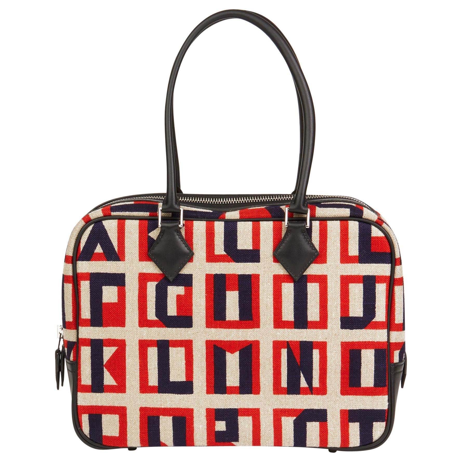 2018 Hermes Black Swift Leather 
Lettres au Carré Toile de Camp Plume 28