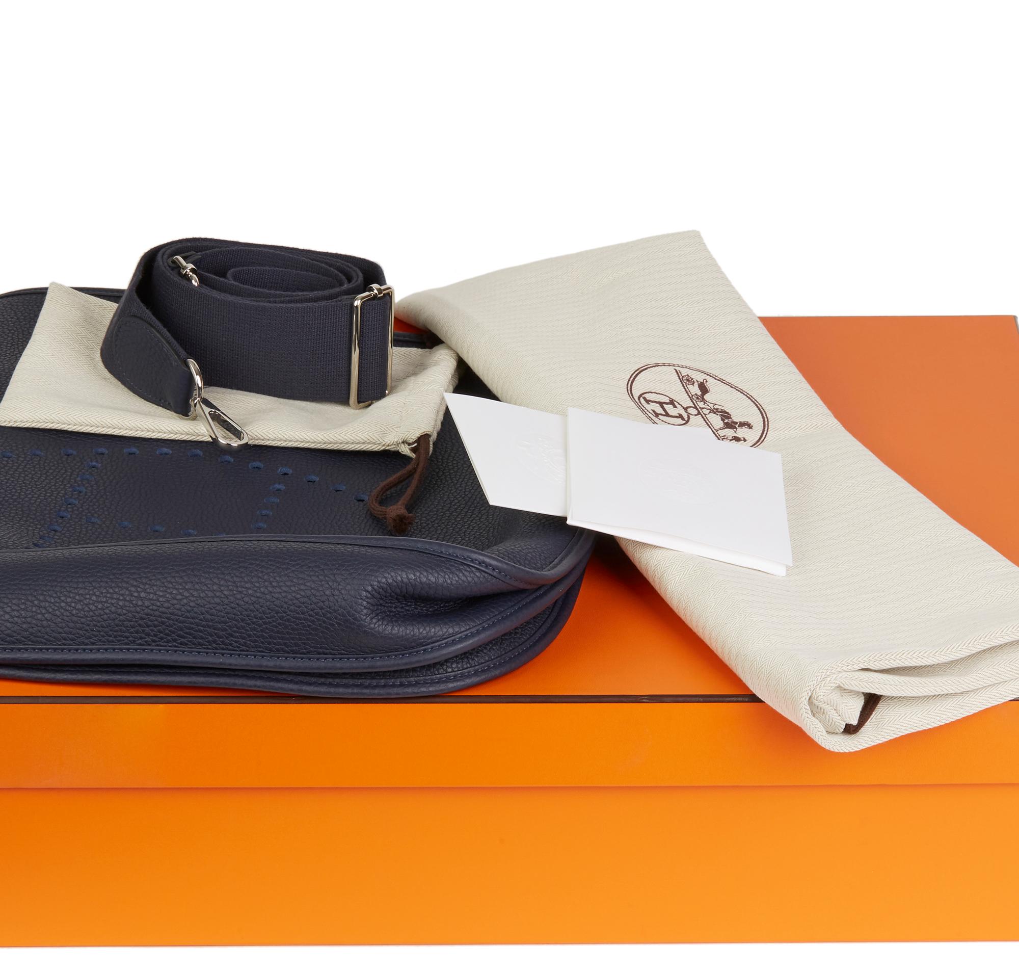 2018 Hermès Bleu Nuit Clemence Leather Evelyne III 40 3
