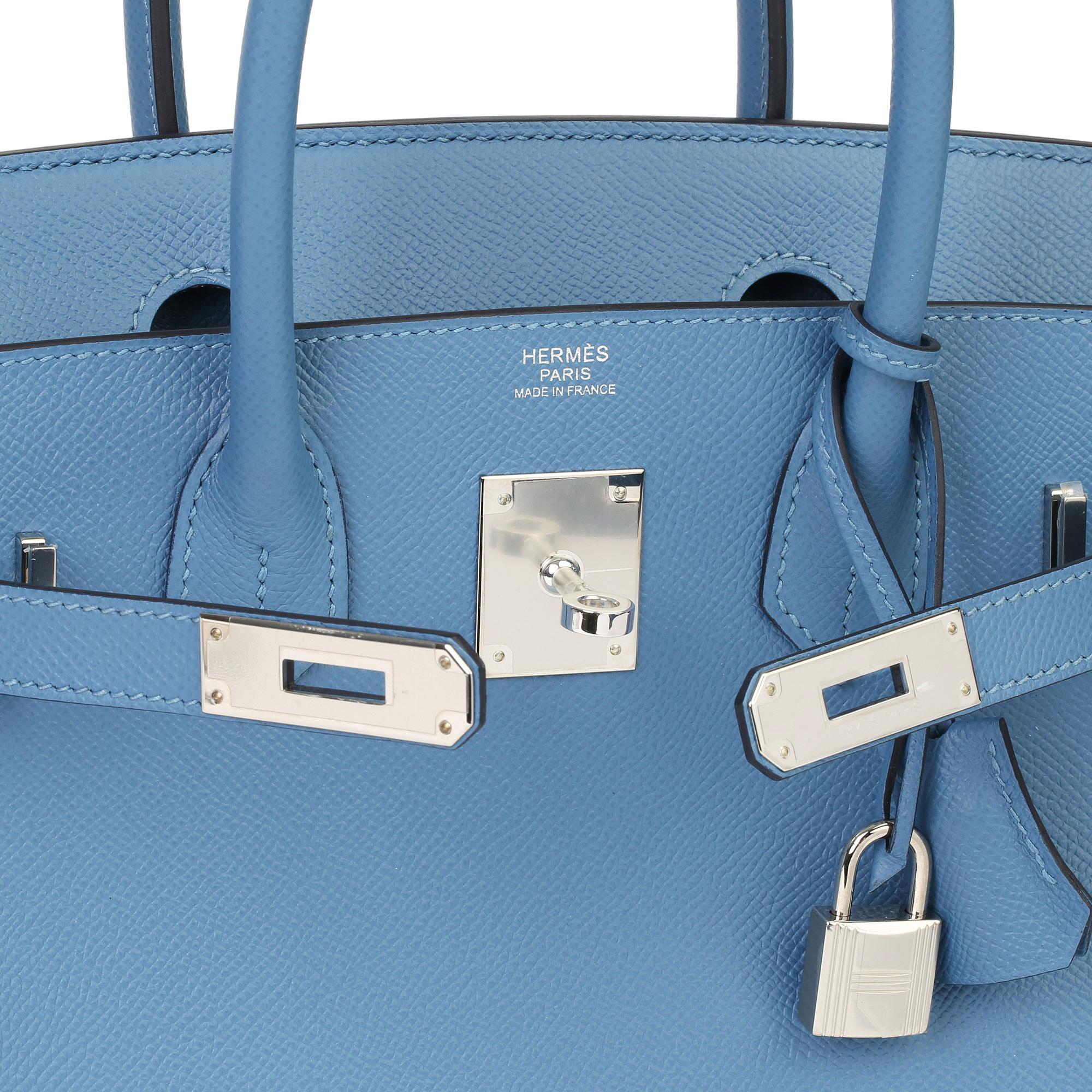 HERMÈS
Blue Azure Epsom Leather Birkin 30cm

Xupes Reference: HB3980
Serial Number: C
Age (Circa): 2018
Accompanied By: Hermès Dust Bag, Care Booklet, Protective Felt, Padlock, Keys, Clochette, Rain Cover
Authenticity Details: Serial Sticker (Made