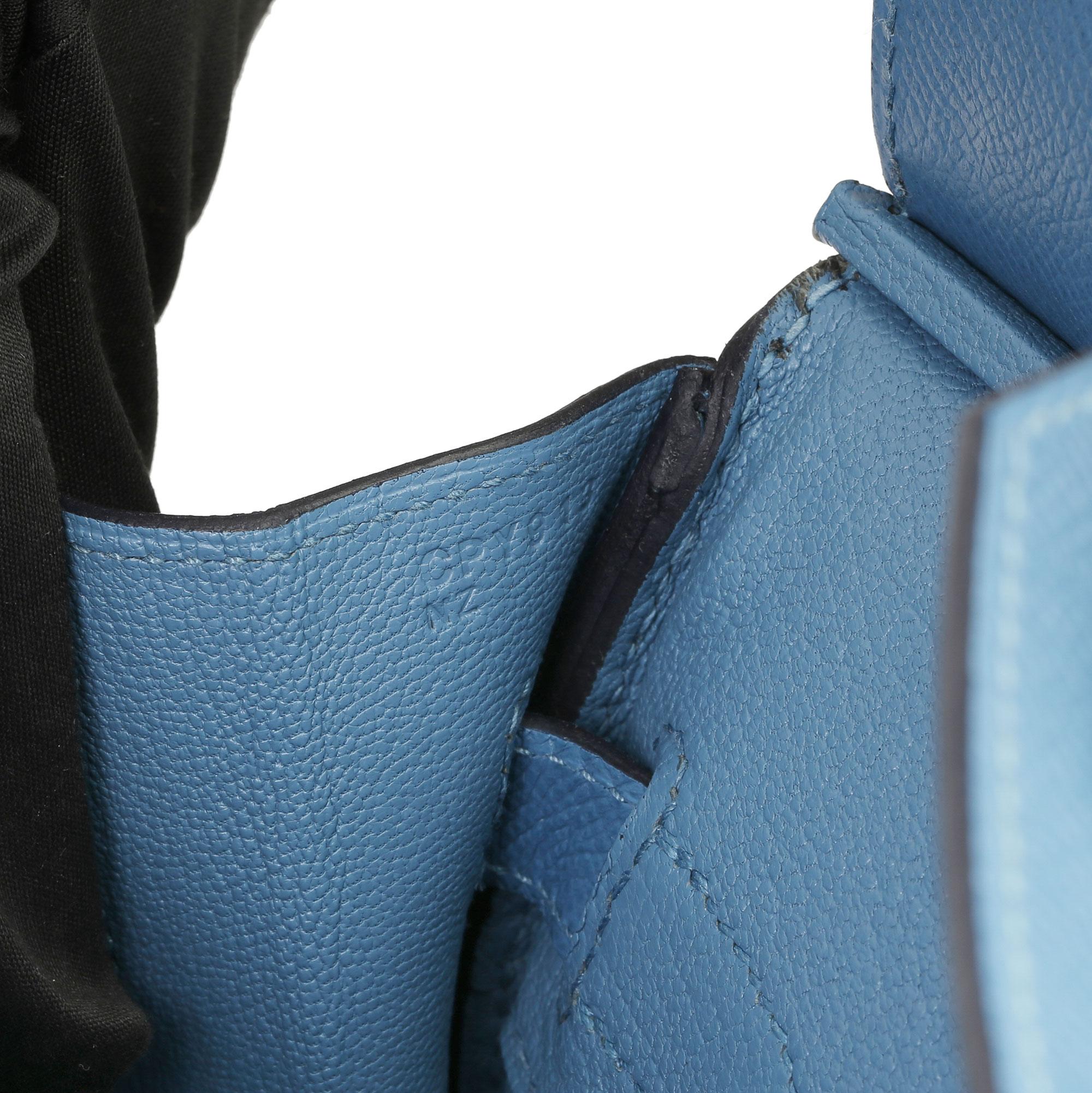 2018 Hermes Blau Azurblau Epsom Leder Birkin 30cm im Zustand „Hervorragend“ in Bishop's Stortford, Hertfordshire