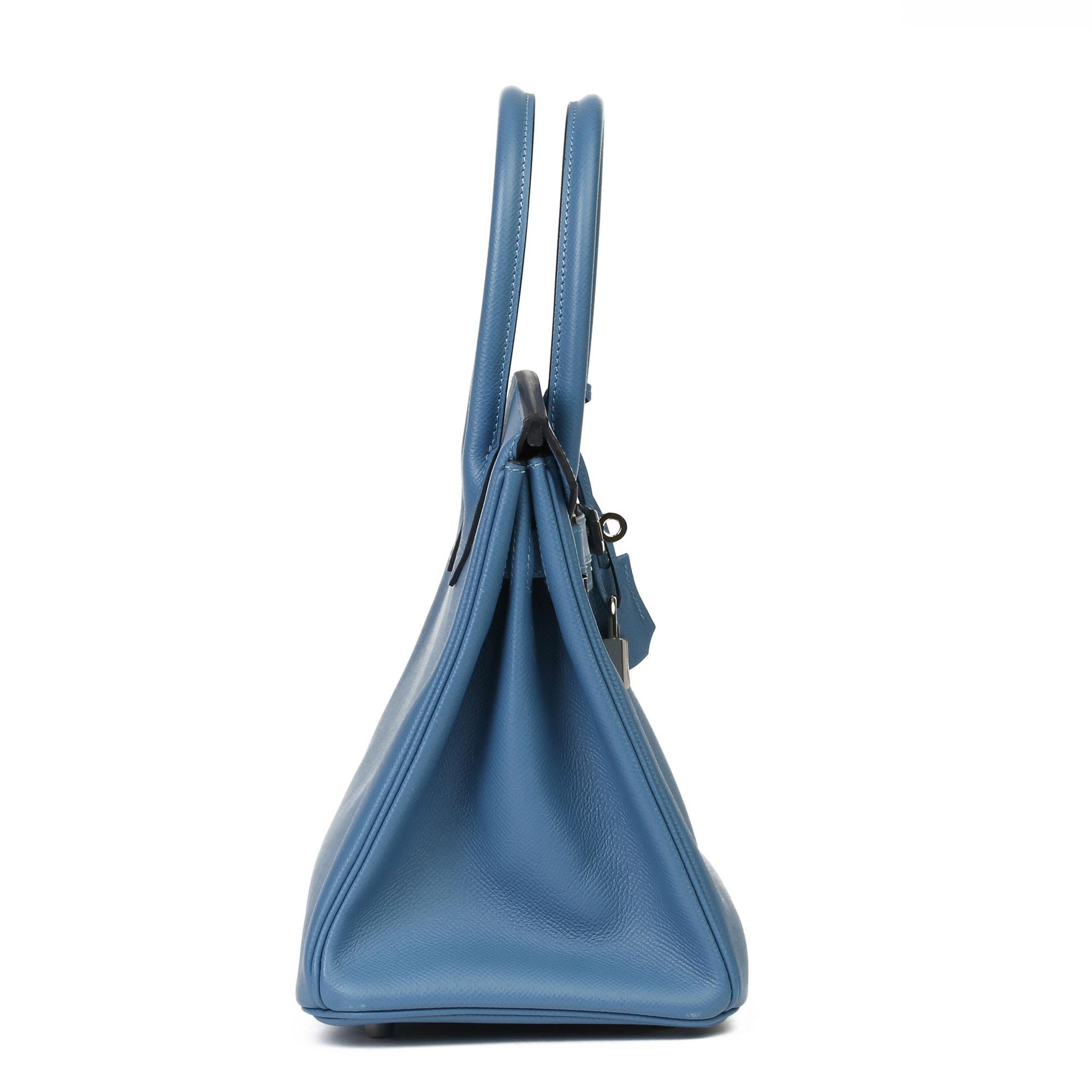 2018 Hermes Blue Azure Epsom Leather Birkin 30cm 2