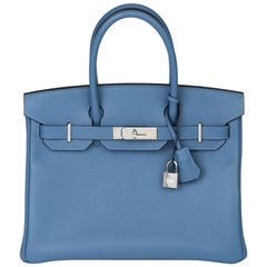 2018 Hermes Blau Azurblau Epsom Leder Birkin 30cm